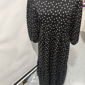 Zara Black and White Polka Dot Long Sleeve Dress